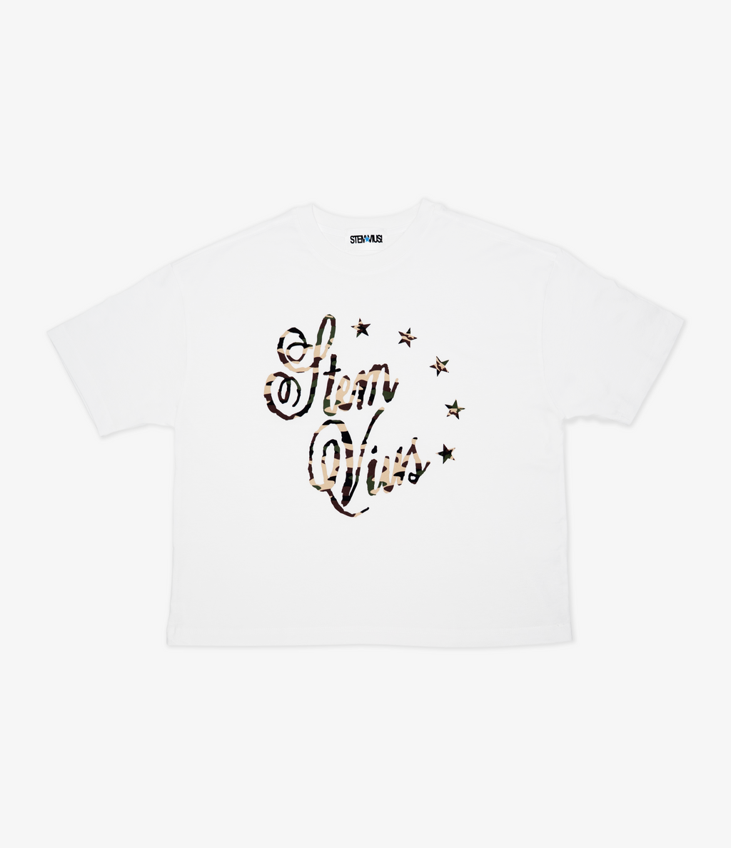 stemvius Hidden Stars T-Shirt – star graphic front print, oversized cropped tee designed in Barcelona