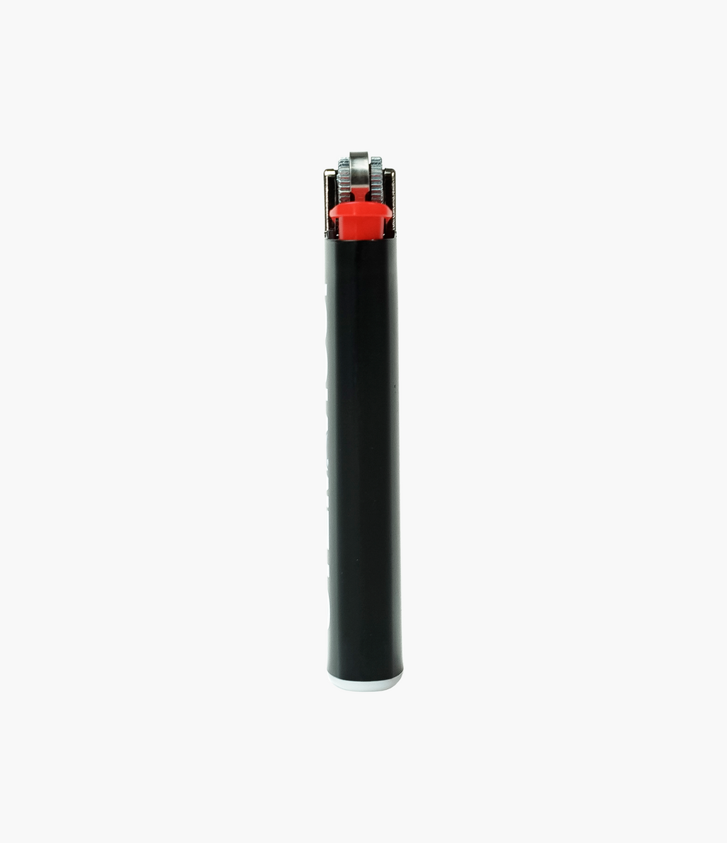 stemvius Lighter lateral view – black matte finish, stemvius logo print, collectible lifestyle piece