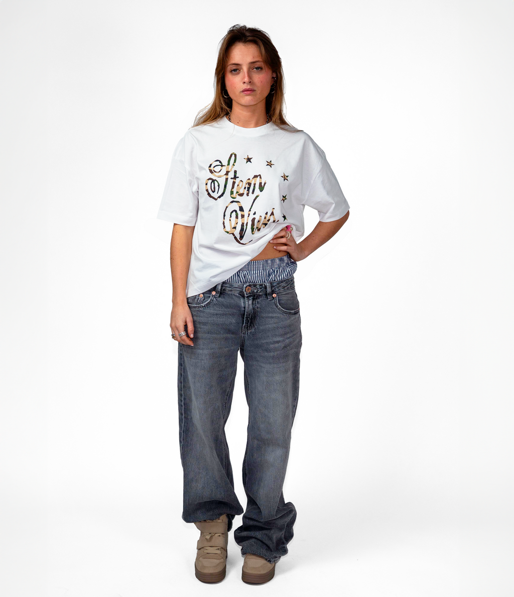 stemvius Hidden Stars T-Shirt female model lifestyle – star graphic tee Not Merch Anymore