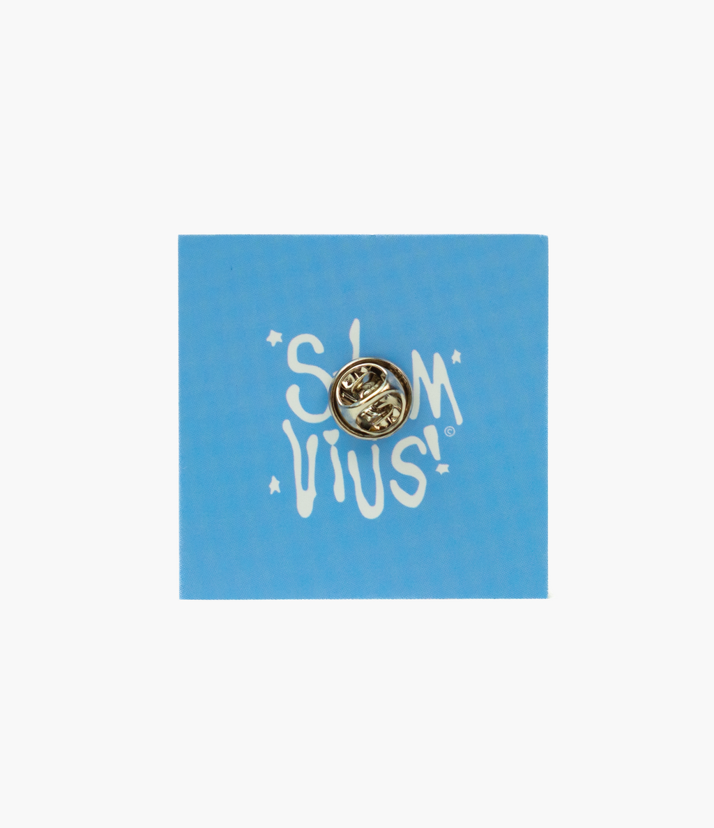 stemvius Blue Love Pin packaging back – Not Merch Anymore stemvius collectible pin Barcelona